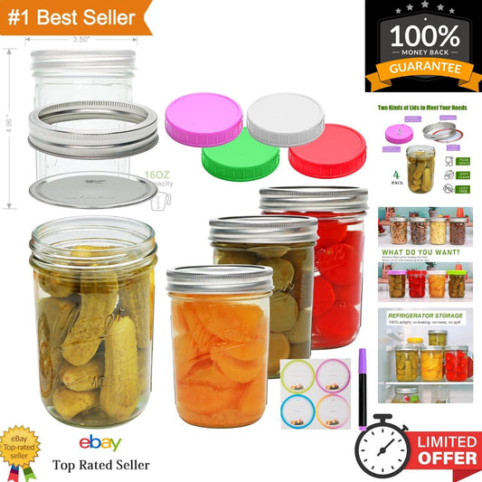 BPA-Free 6oz Mason Jars with Decorative Airtight Lids - For Canning & DIY Crafts