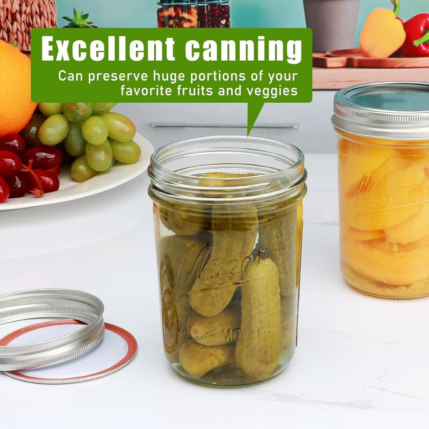 BPA-Free 6oz Mason Jars with Decorative Airtight Lids - For Canning & DIY Crafts